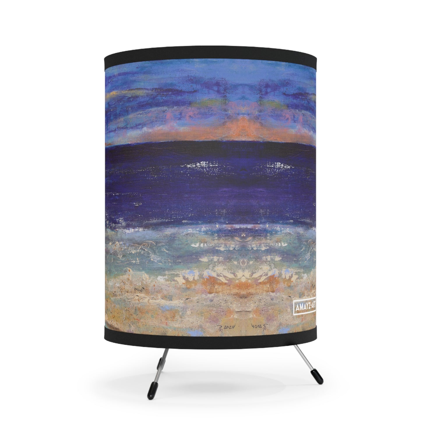 "Ocean" by Penny May Hineline | Tripod Lamp