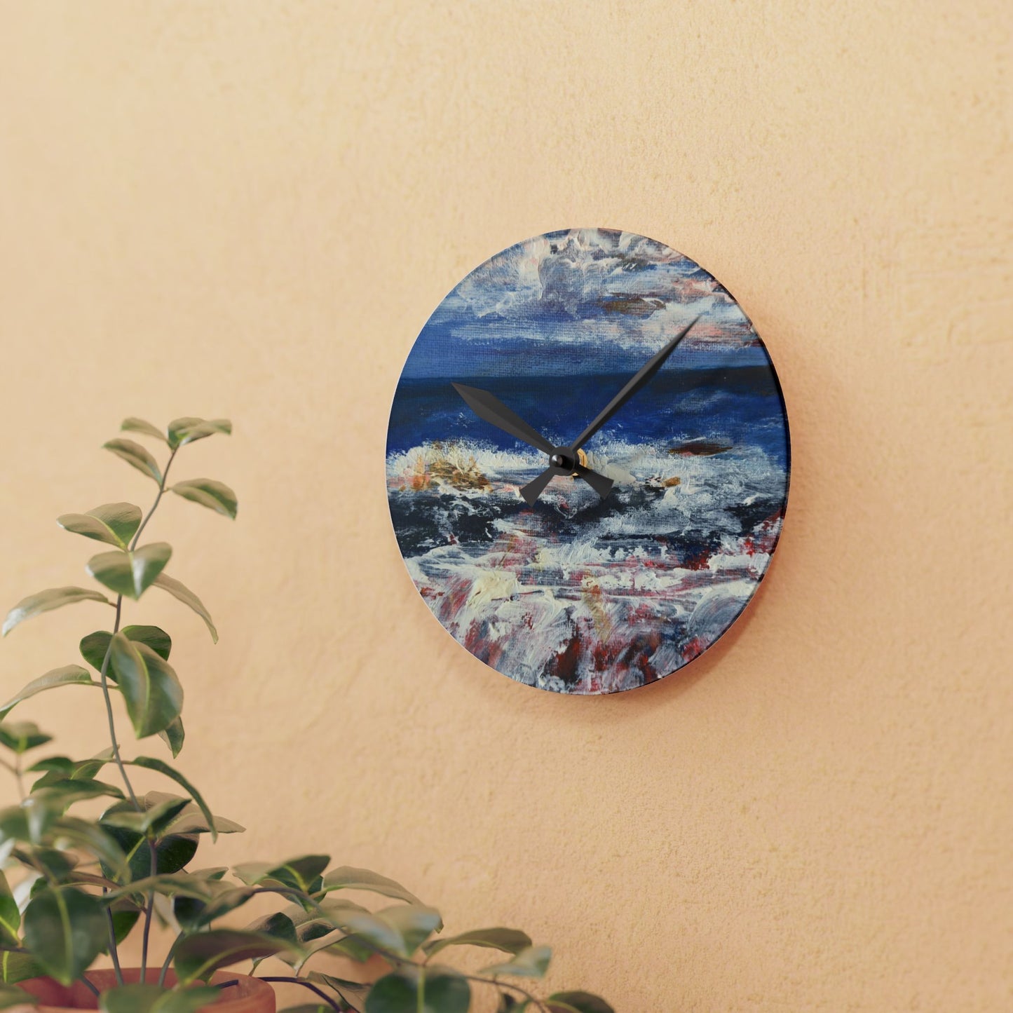 "Spindrift" by Penny May Hineline | Wall Clock