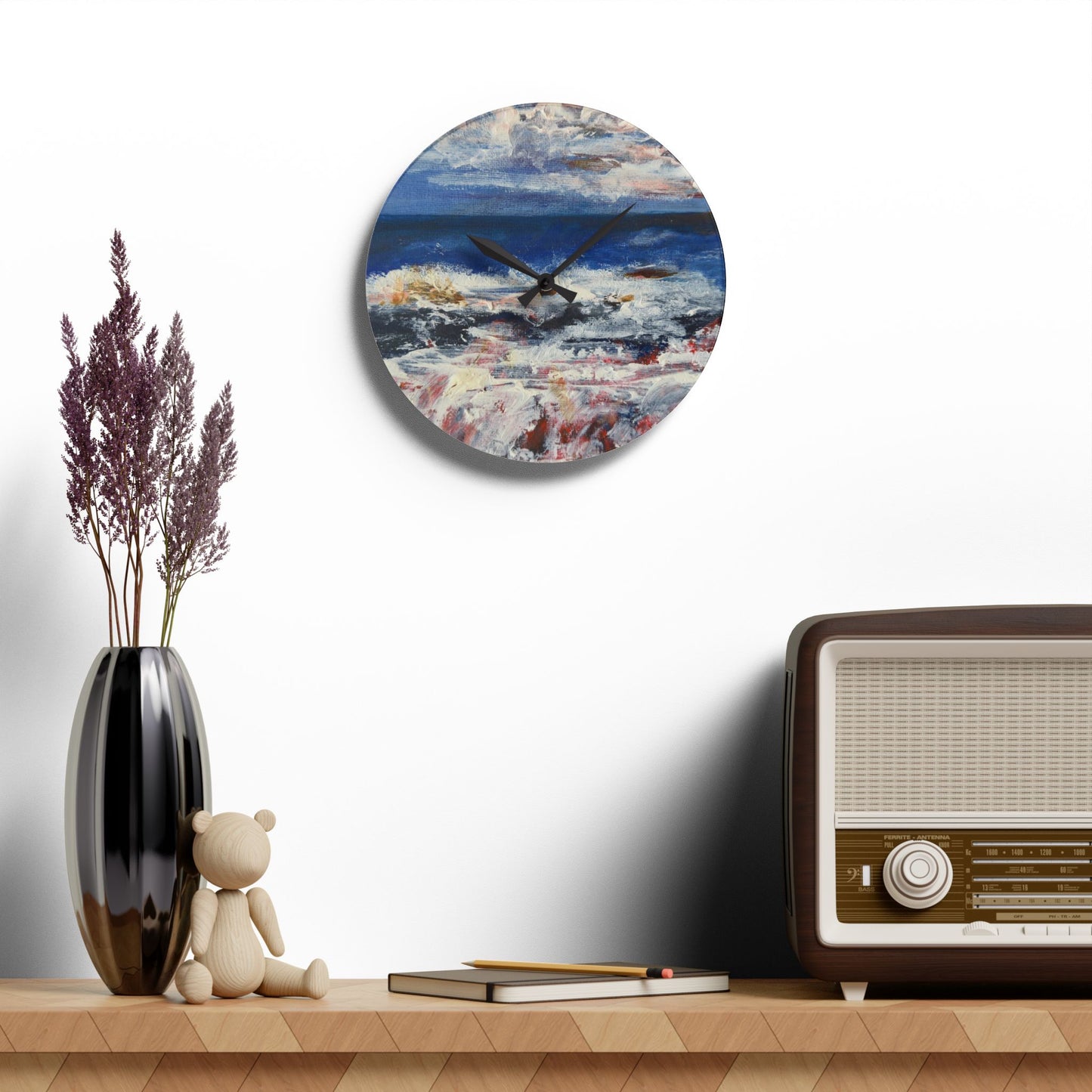 "Spindrift" by Penny May Hineline | Wall Clock